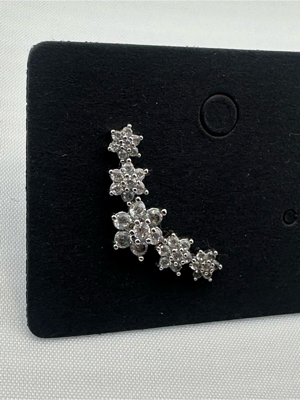 Sparkly Floral CZ Flat Back Stud Earring